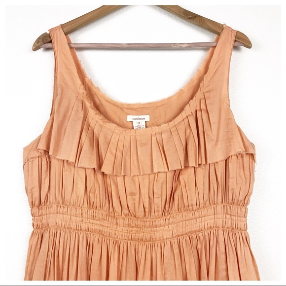 Sundance Orange Gauzy Sundress Size 14 - Picture 4 of 9
